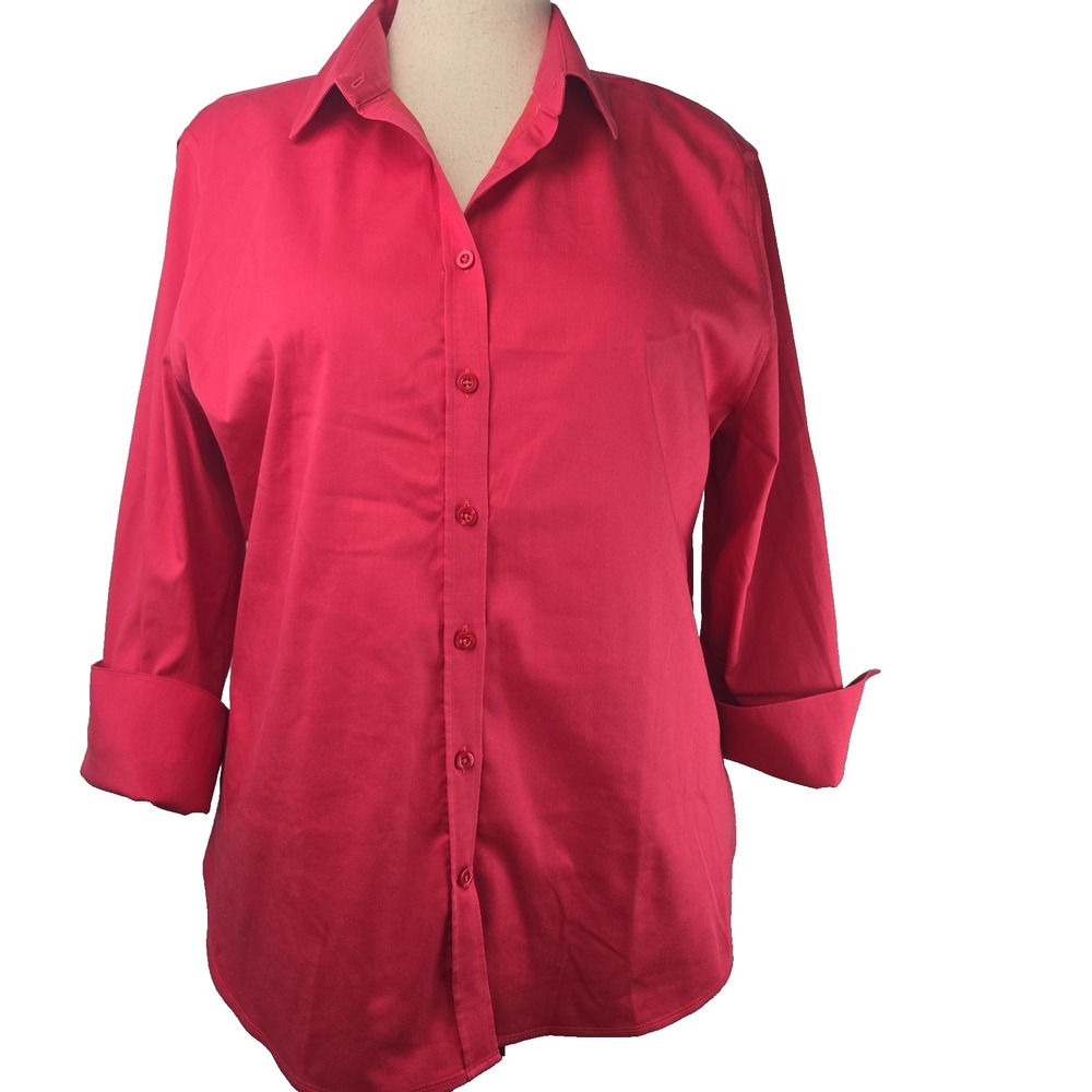 Chico's Size 3 (16)  Dusty Rose Button Up 3/4 Sleeve Top Blouse